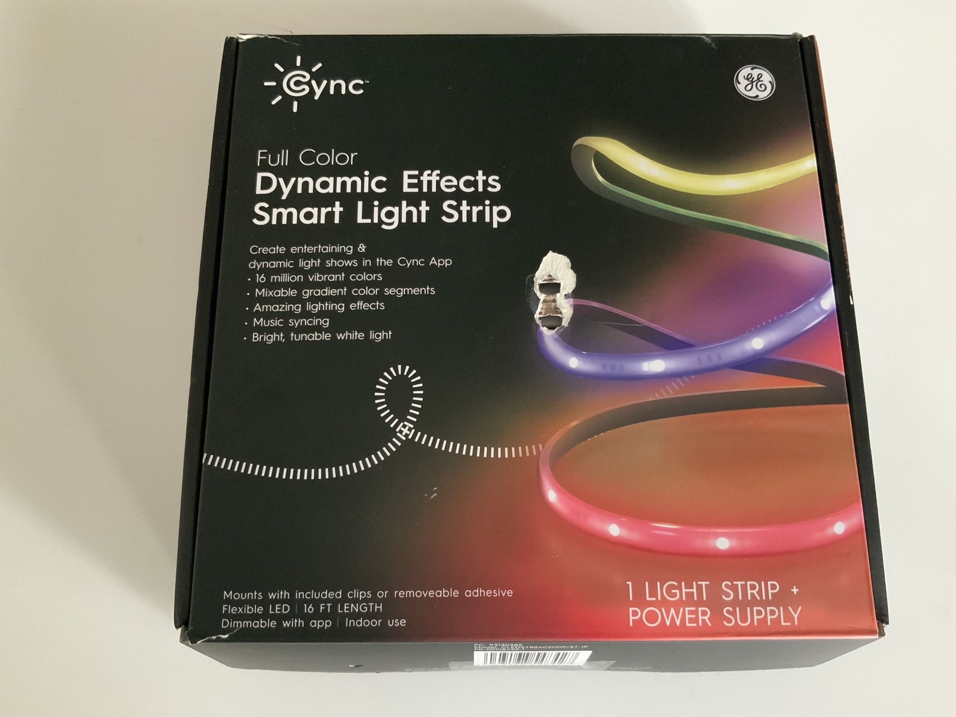 GE Cync Dynamic Effects Smart LED Light Strip with Music Sync, Room Décor Color Changing Lights, for Bedroom and TV, Works with Alexa Hey Google 16ft