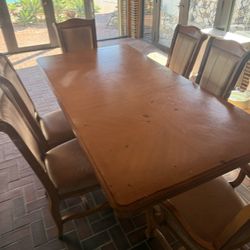 Solid Wood Dining Table Set – Seats 8 (Excellent Condition)
