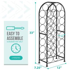 SORBUS Freestanding Metal Wine Rack (holds 23 Wine Bottles) - Black