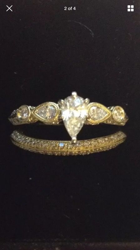 Simon G. wedding set, size 9 bridal and engagement rings.