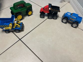 Lot of 4 Toy Trucks and Tractor