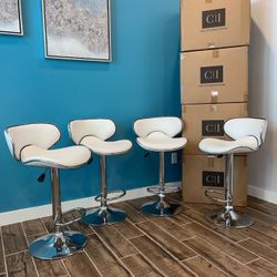 New 4 White Bar Stools 