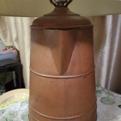 Vintage Copper Tea Kettle Lamp with Shade
