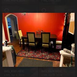 Solid Wood Dining room Table With Four Chairs With Upholstery. 