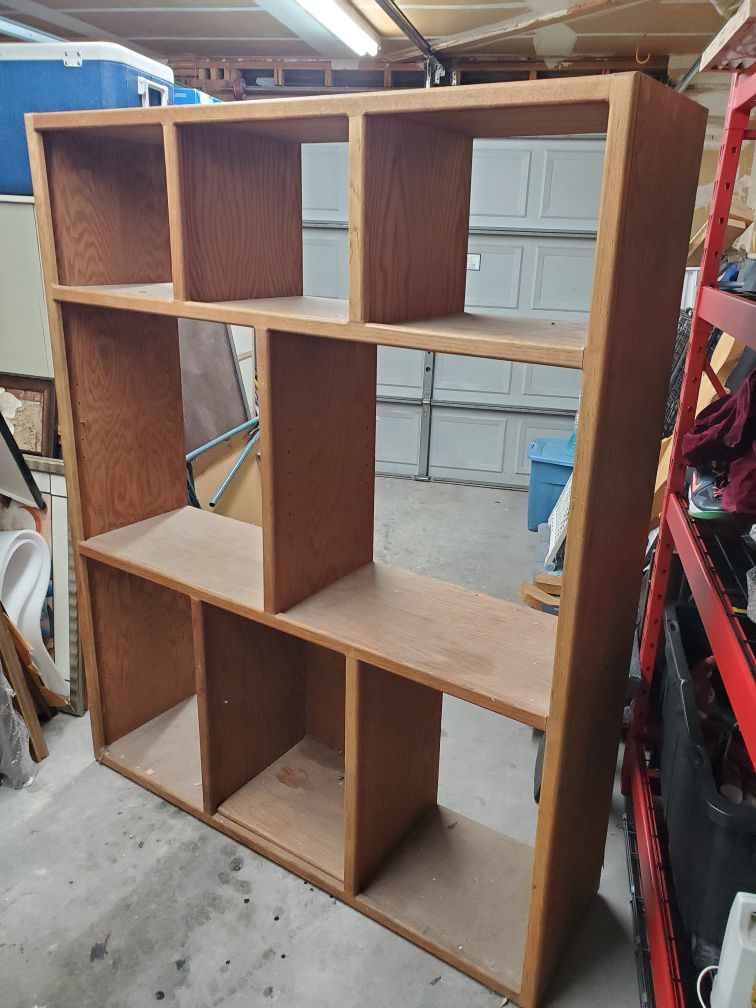 Solid oak shelving unit ,,, storage , shelf