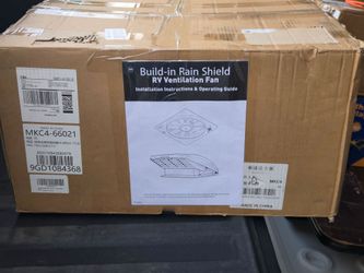RV Roof Vent Fan 12V Built-In Rain Shield Remote Black NEW Open Box