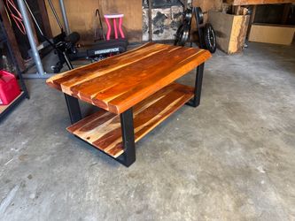 Alpine Natural Live Edge Wood Large Coffee Table