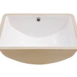 New Undermount Bathroom Sink 18x14 Inch White Rectangle Porcelain Vessel Sinks