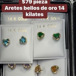 Aretes De Oro 14 K