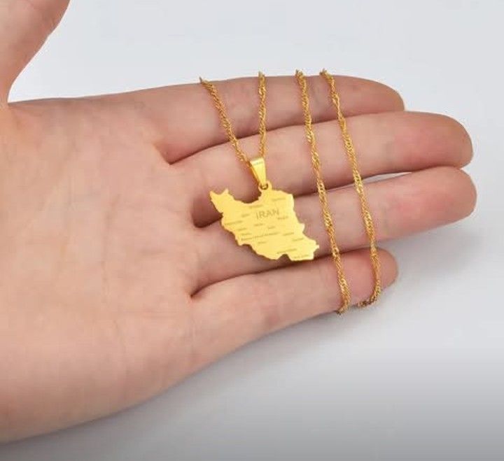 Iran Persia Map Necklace Stainless Steel Necklace Gold Plated