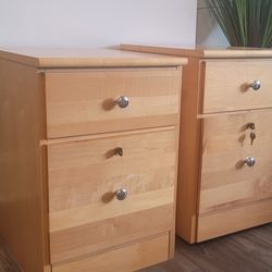 2 Maple Wood Filing Cabinets
