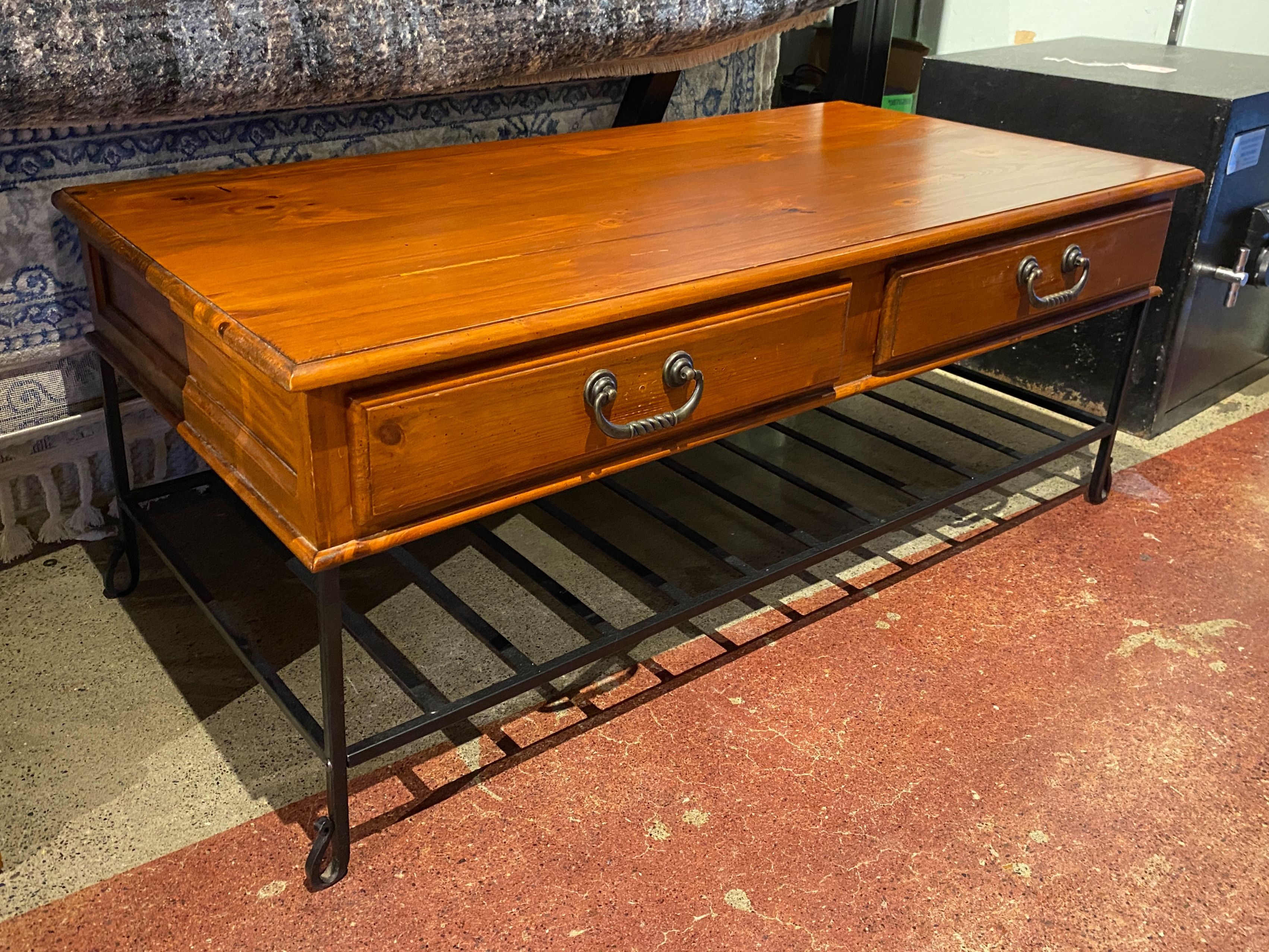 Metal Leg 2-Drawer Coffee Table