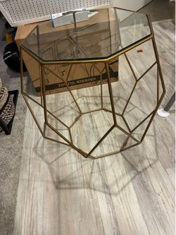 World Market Gold and Glass side table