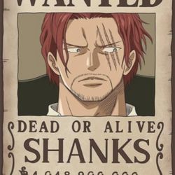 One Piece Wanted Shanks Wall Poster 24"×36"