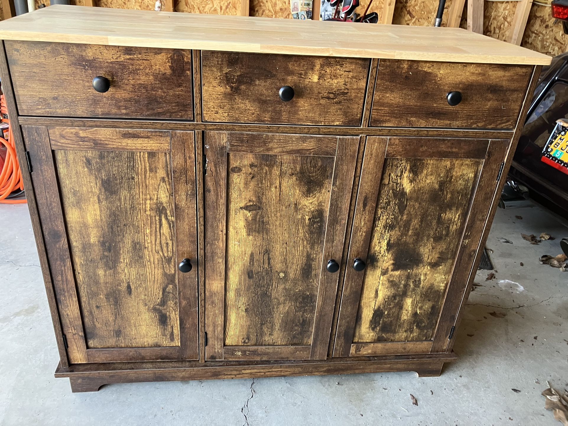 Rustic Wood Coffee Bar/Side Table