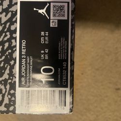 Jordan 3 Midnight Navy 100% Real size 10 