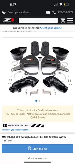 Carbon Fiber Q50/Q60 Intake 450$
