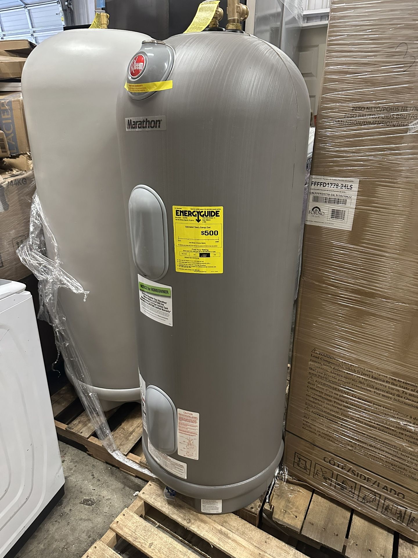 Rheem Marathon 50 Gal. Tall 4500-Watt Double Element Non Metallic Electric Water Heater with Lifetime Warranty