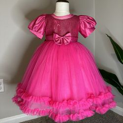 Fuchsia Girl Dress, Princess Style Size 4-5T