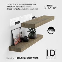 Imperative Décor Rustic Wooden Floating Wall Shelves 