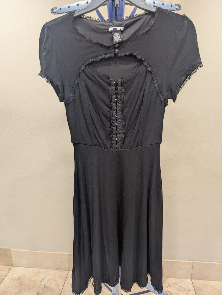 Black High Neck Keyhole Dress Juniors XS Hot Topic 