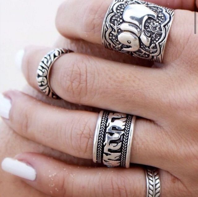 4 Piece Tribal Elephant Ring Set