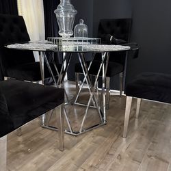 Chrome and glass modern dining table