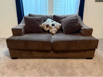 Couch love seat sofa large brown suede preowned good condition