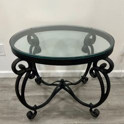 Vintage Round Glass Metal Table