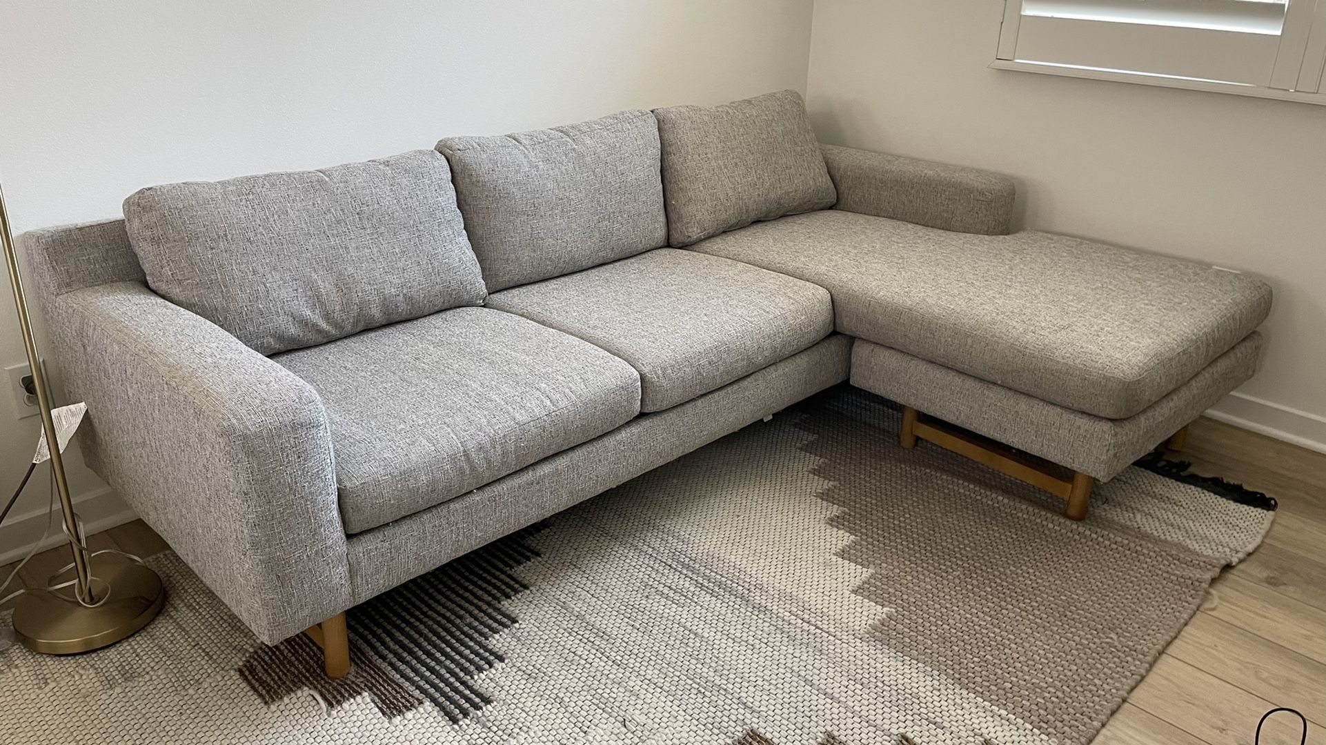 West Elm Eddy Reversible Sectional Pearl Gray Deco Weave for