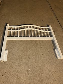 White Wood Bed Headboard with Spindle Detail