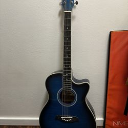 Oscar Schmidt Auditorium Cutaway Trans Blue Acoustic/Electric Guitar, OACEFTBL