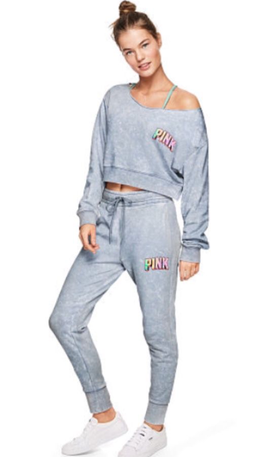 Victoria's Secret Pink Cropped Sweatsuit XS/S Retail $110