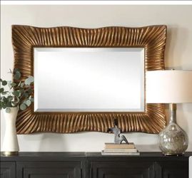 Uttermost Emerson Scalloped Antique Gold Mirror - 51'' H X 36.25'' W X 2.5'' D