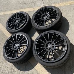 4 — 205/40r18 4x100 4x3.94 4x4.5 4x114.3 Honda Civic Fit Accord Xa Xb Ia Yaris Miata Wheels Rims Good Treads 90% Tires!!