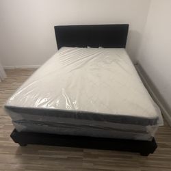 Queen  Size Bed Frame With Mattress All New Furniture And Free Delivery Free Installation 