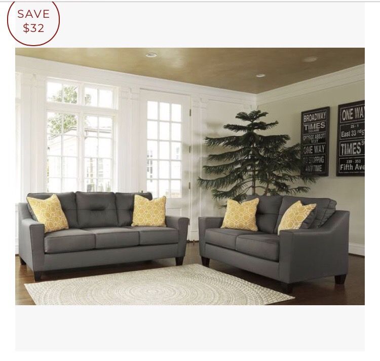 Awesome New Grey Couch And Loveseat Set With Pillows
