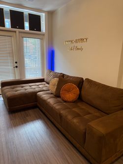 Brown Tufted Sectional Sofa