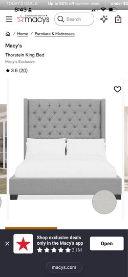 Upholstered king bed grey