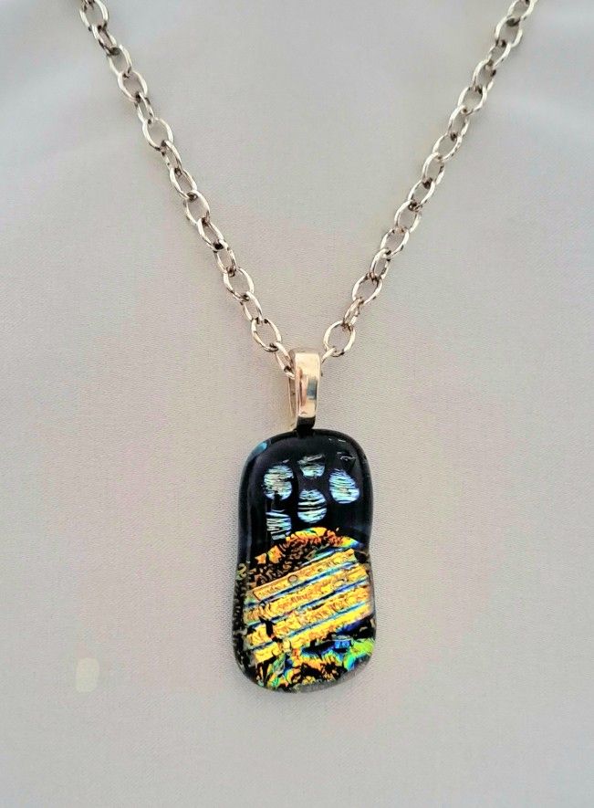 Dichroic Glass Pendant Necklace