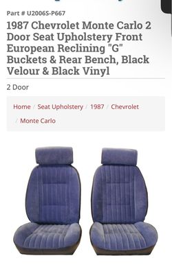 1987 Monte Carlo bucket seat upholstery!