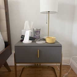 Mid-century Modern Nightstand W Gold Hardware