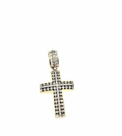 10K Yellow Gold Diamond Cross Pendant Religious Charm