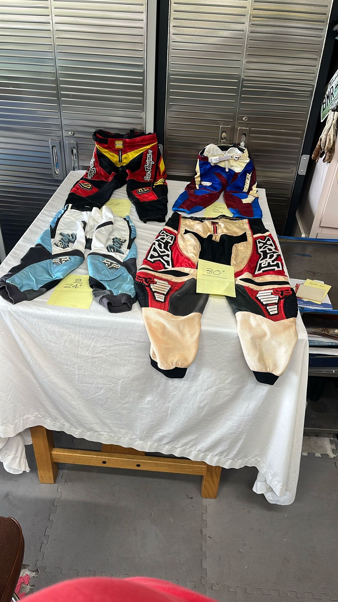 Motocross racing leathers sizes as noted $15 each for 40 bucks crawl
