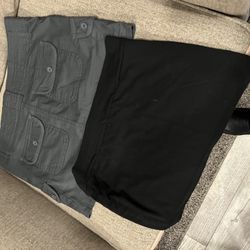 2 skirt when is black I get dick T-shirt material one is gray cotton 27 inch raise the black one says medium short only 13 inches long