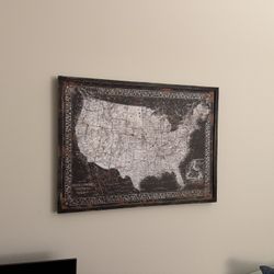 Black And White US Map Wall Art