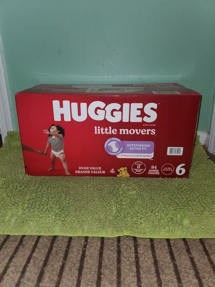 Box 84 Diapers Huggies Little Movers Size 6