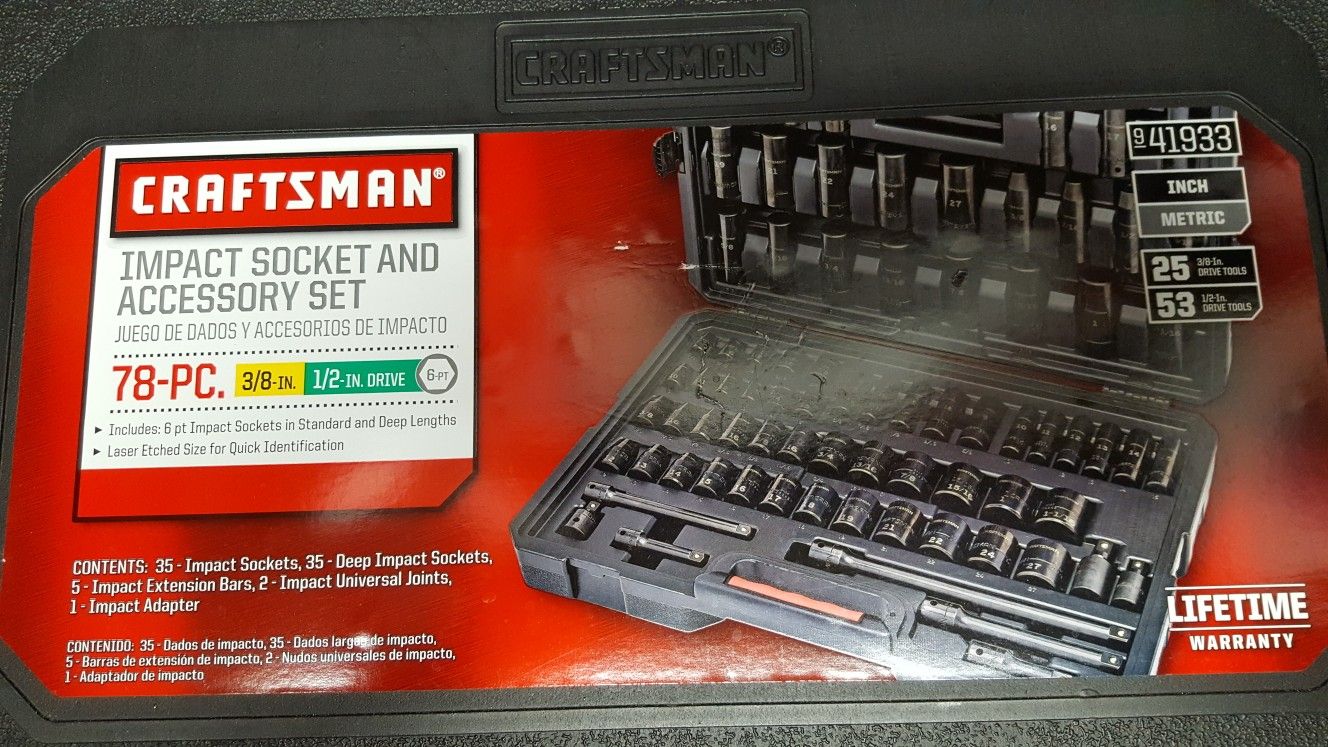 Craftsman 78 piece Impact Socket and Accessories 41933 for Sale in Sunnyvale CA OfferUp