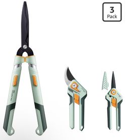 3 Pack Garden Pruning Shears Set - 8" Bypass Prunes 7" Garden Scissors