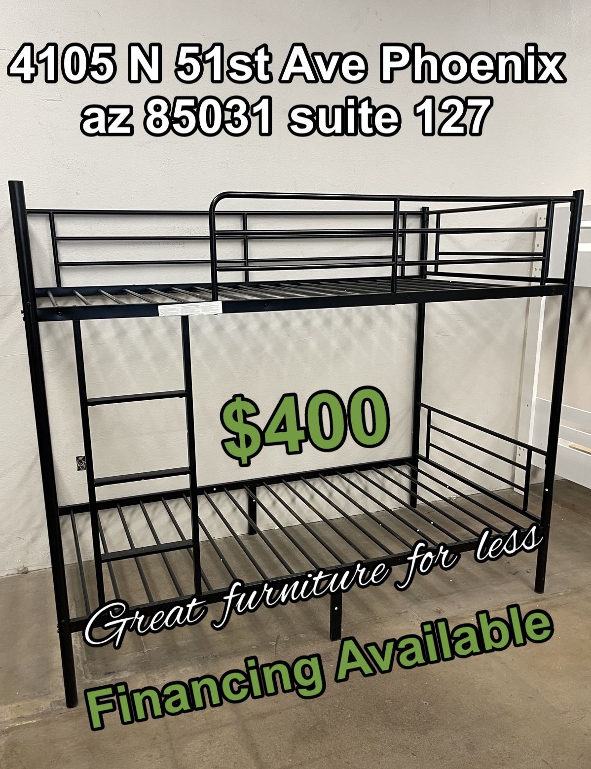 Metal Bunk Bed Twin Over Twin Black Brand New